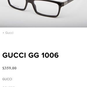 Gucci Eyeglasses Black Rectangular Frame Silver detail Excellent Condition